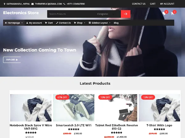 Relic Fashion Store is a recommended free GPL-licensed WordPress theme available on wordpress.org.